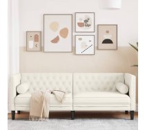 Chesterfield Dīvāns Ar Balstiem, Trīsvietīgs, Krēmkrāsas Samts Vidaxl 8721012400863