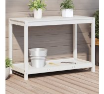 Stādīšanas Galds Ar Plauktu, Balts, 108X50X75 Cm, Priedes Koks Vidaxl 8721012456396