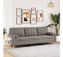 Trīsvietīgs Dīvāns Ar Spilveniem, Pelēkbrūns, 210 Cm, Audums Vidaxl 8721102601996