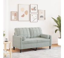 Divvietīgs Dīvāns Ar Spilveniem, Gaiši Pelēks, 120 Cm, Samts Vidaxl 8721102602009