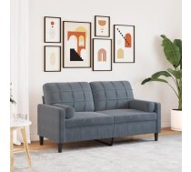 Divvietīgs Dīvāns Ar Spilveniem, Tumši Pelēks, 140 Cm, Samts Vidaxl 8721102602115