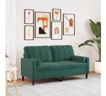 Divvietīgs Dīvāns Ar Spilveniem, Tumši Zaļš, 140 Cm, Samts Vidaxl 8721102602122