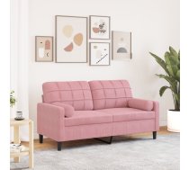 Divvietīgs Dīvāns Ar Spilveniem, Rozā, 140 Cm, Samts Vidaxl 8721102602139
