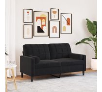 Divvietīgs Dīvāns Ar Spilveniem, Melns, 140 Cm, Samts Vidaxl 8721102602153