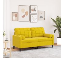 Divvietīgs Dīvāns Ar Spilveniem, Dzeltens, 140 Cm, Samts Vidaxl 8721102602160