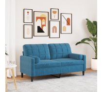 Divvietīgs Dīvāns Ar Spilveniem, Zils, 140 Cm, Samts Vidaxl 8721102602191