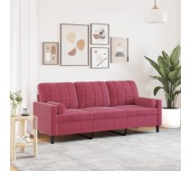 Trīsvietīgs Dīvāns Ar Spilveniem, Vīnsarkans, 180 Cm, Samts Vidaxl 8721102602245