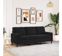 Trīsvietīgs Dīvāns Ar Spilveniem, Melns, 180 Cm, Samts Vidaxl 8721102602252