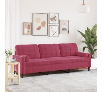 Trīsvietīgs Dīvāns Ar Spilveniem, Vīnsarkans, 210 Cm, Samts Vidaxl 8721102602344