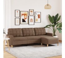 Trīsvietīgs Dīvāns Ar Kājsoliņu, 210 Cm, Brūns Audums Vidaxl 8721102602436