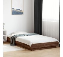 Gultas Rāmis Ar Led, Brūna Koka, 100X200 Cm, Inženierijas Koks Vidaxl 8721102617560