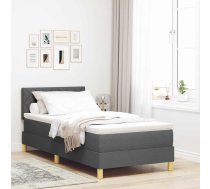 Kastītes Atsperu Gulta Ar Matraci Tumši Pelēka 90X200 Cm Audumā Vidaxl 8721158210135