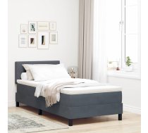 Kaste Pavasara Gultai Ar Matraci Tumši Pelēka 90X200 Cm Samts Vidaxl 8721158211941