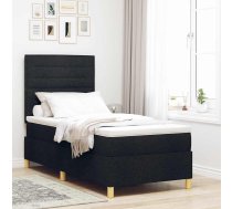 Gultas Pamatne Ar Matraci Melnā Krāsā 90X200 Cm Audums Vidaxl 8721158215604