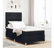 Gulta Ar Atsperēm Un Matrači Melns 90X200 Cm Audums Vidaxl 8721158216373