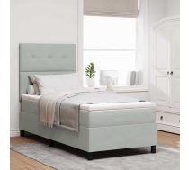 Box Spring Gulta Ar Matraci Gaiši Pelēks 90X200 Cm Aksoms Vidaxl 8721158218537