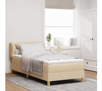 Gulta Ar Atsperēm Un Matraci Krēmkrāsā 90X200 Cm Fabric Vidaxl 8721158223005