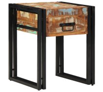 Beidzis Galds Ar Atvilktni Melns 40X40X50 Cm No Cietas Atjaunotas Koksnes Vidaxl 8721158375285