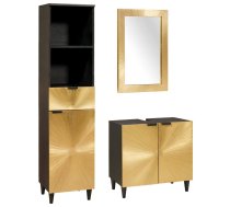 Vannas Istabas Skapju Komplekts Ar Plauktu 3 Pcs Melns Un Zelts Vidaxl 8721158408044