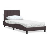 Gultas Rāmis Ar Matraci, Tumši Brūns, 90X200 Cm, Audums Vidaxl 8721158431042