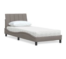 Gultas Rāmis Ar Matraci, Pelēkbrūns, 90X200 Cm, Audums Vidaxl 8721158431059