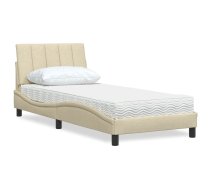 Gultas Rāmis Ar Matraci, Krēmkrāsas, 90X200 Cm, Audums Vidaxl 8721158431066