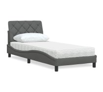 Gultas Rāmis Ar Matraci, Tumši Pelēks, 90X200 Cm, Audums Vidaxl 8721158433121