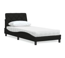 Gultas Rāmis Ar Matraci, Melns, 90X200 Cm, Audums Vidaxl 8721158433138