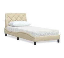 Gultas Rāmis Ar Matraci, Krēmkrāsas, 90X200 Cm, Audums Vidaxl 8721158433169