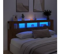 Gultas Galvgalis Ar Led, Koka Krāsa, 200X18,5X103,5 Cm, Koks Vidaxl 8721158446800