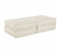2-Sēdekļu Modulārais Poufs Dīvāns, Kas Pārveidojas Krēmkrāsas Audumā Vidaxl 8721158508751