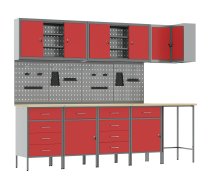 12 Daļu Darba Skapju Un Piekaramo Plauktu Komplekts Melnā Mdf Un Metalā Vidaxl 8721158654748
