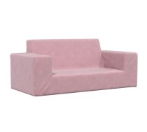 Divvietīgs Bērnu Dīvāns, Rozā, Mīksts Plīšs Vidaxl 8721158683090