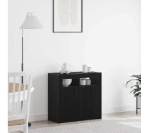 Sānu Galds Ar Led Gaismām, Melns Ozols, 80X35X75 Cm, Inženierijas Koks Vidaxl 8721158769688