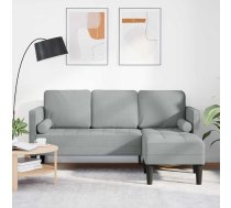 3-Sēdvietu Stūra Dīvāns Gaiši Pelēks, 160 Cm, Audums Vidaxl 8721158783844