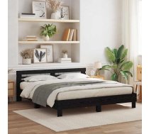 Koka Gultas Rāmis Melns Ozols Ciets Koks 200 X 200 Cm Izturīgs Vidaxl 8721158860989