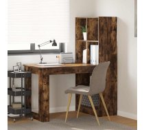 Galds Ar Plauktu Ar Uzglabāšanu Dūmakaina Ozolkoka 122 X 67 X 145 Cm Vidaxl 8721158934369