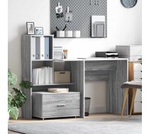 Galds Ar Atvilktni Ar Plauktu Ar Uzglabāšanu Pelēka Sonomas Ozola 131.5 X 50 X 106.5 Cm Vidaxl 8721158934451