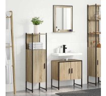 Vidaxl 3 Gabalu Vannasistabas Mēbeļu Komplekts Sonoma Ozols Inženierijas Koks, Vannasistabas Spogulis Ar Plauktu Sonoma Ozols 50X12X60 Cm Inženierijas Koks Vidaxl 8721158947826