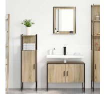 Vidaxl 3 Gabalu Vannas Istabas Komplekts Gaiši Ozola Inženierijas Kokam, Vannas Istabas Spogulis Ar Plauktu Gaiši Ozols 50X12X60 Cm Inženierijas Koks Vidaxl 8721158947833