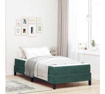 Kastītes Atsperu Gulta Ar Matraci Tumši Zaļš 90 X 210 Cm Audums Vidaxl 8721288298256