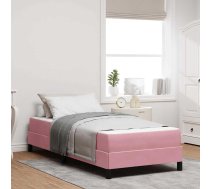 Kastītes Atsperu Gulta Ar Matraci Rozā 90 X 220 Cm Audums Vidaxl 8721288298751