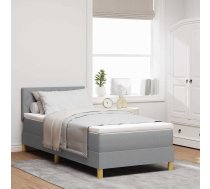 Kastes Atsperu Gulta Ar Matraci & Led Gaisma Gaiši Pelēka 90X200 Cm Audumā Vidaxl 8721288315328