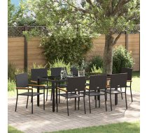 Vidaxl 9 Daļu Dārza Ēdamistabas Komplekts Melns Poli Rattan, Saliekamie Dārza Krēsli Ar Spilveniem - 2 Daļu Komplekts Melnā Poli Rattan Vidaxl 8721288455185