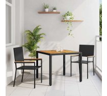 Vidaxl 3 Daļu Dārza Galds Melnā Polyratanā, Saliekamie Dārza Krēsli Ar Polsterējumu - 2 Daļu Komplekts Melnā Polyratanā Vidaxl 8721288455215