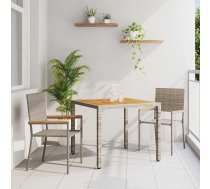 Vidaxl 3 Daļu Dārza Ēdamgalds Pelēkā Poli Rotangpalma, Saliekamie Dārza Krēsli Ar Spilveniem 2 Gabali Pelēkā Poli Rotangpalma Vidaxl 8721288455222