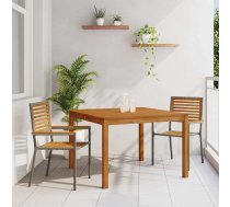Vidaxl 3 Gabalu Dārza Ēdamgaldu Komplekts Pelēks Polyrattan Akācija, Saliekamie Dārza Krēsli Ar Spilveniem 2 Gabali Pelēks Polyrattan Vidaxl 8721288456496