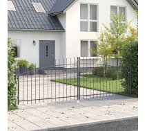 Dārza Vārti Ar Šķēru Galotnēm Divviru Pelēki 100X400 Cm Tērauds Vidaxl 8721288490698