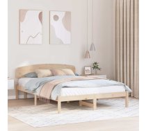 Gultas Rāmis Ar Galvas Balstu 150X200 Cm Cietā Koka Prieži Vidaxl 8721288633439