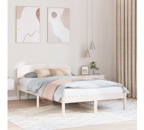 Gultas Rāmis Ar Galvgali Balts 135X190 Cm Cietā Koka Priedes Vidaxl 8721288633569